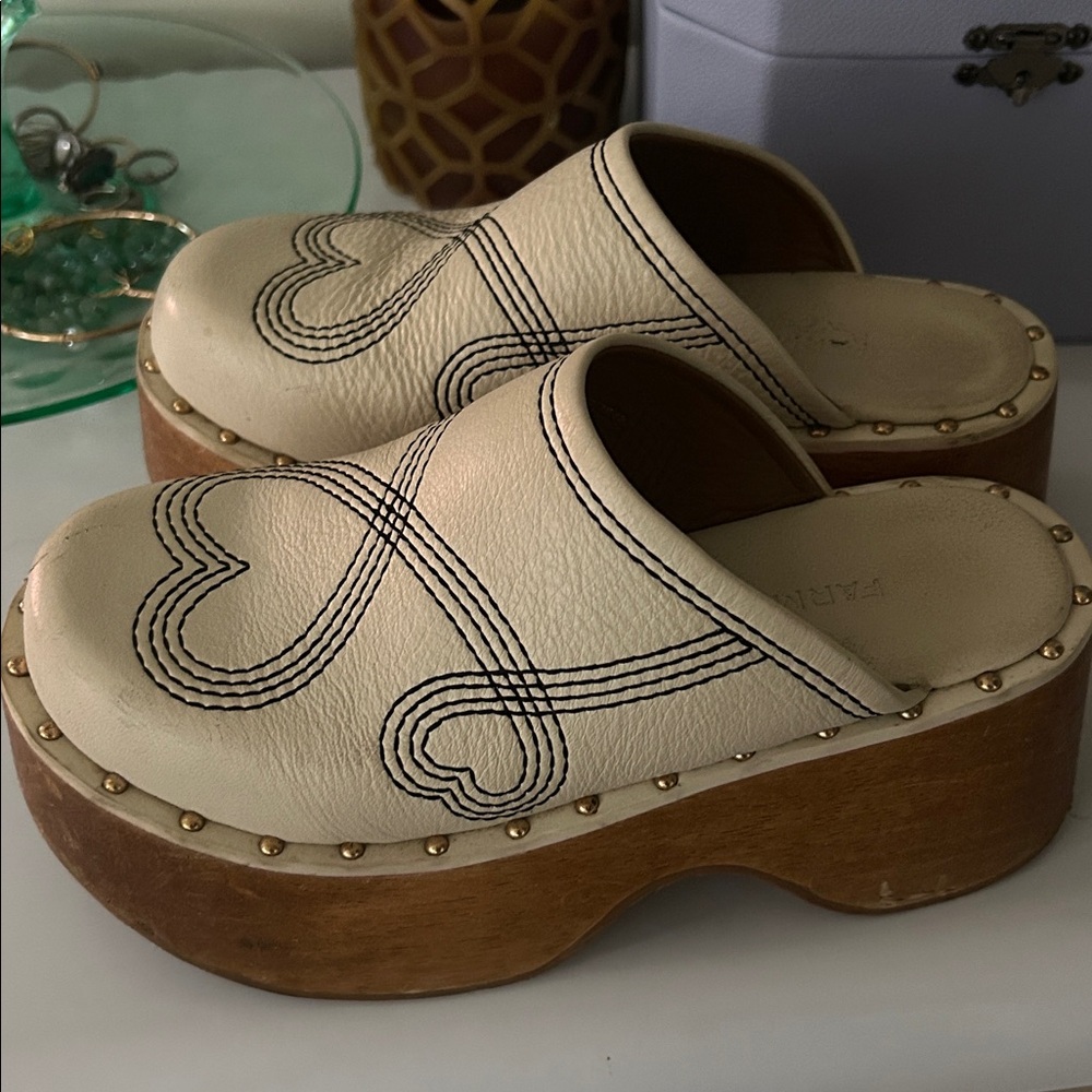 FARM Rio Cream and Brown Platform Shoes clog